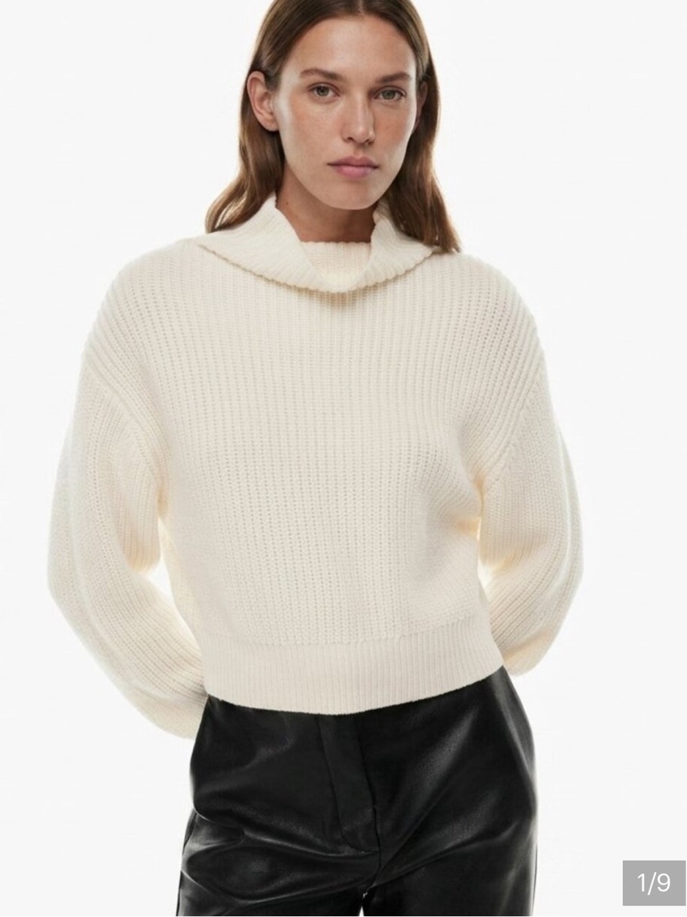 Aritzia Wilfred Mock Neck Cropped Sweater